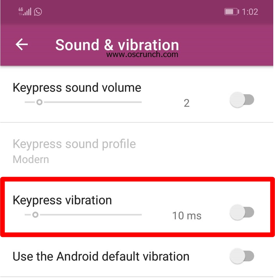 Keypress vibration