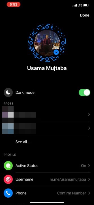 dark mode on messenger iphone