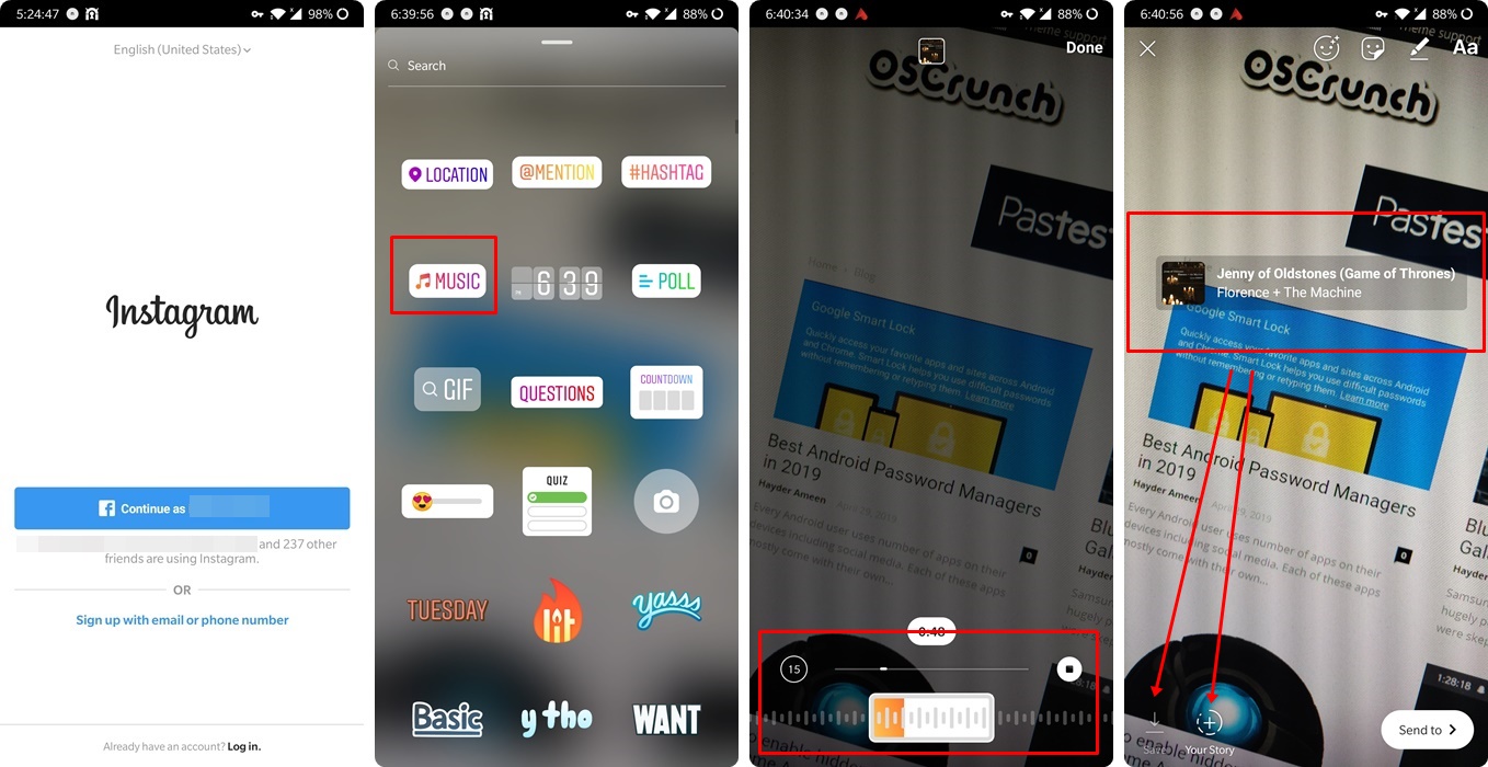 enable instagram music feature in any country