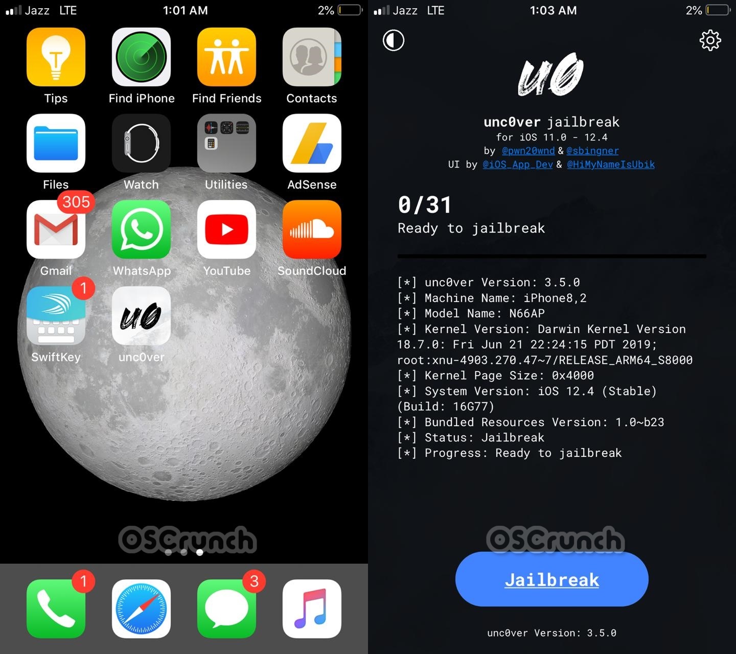 cUnc0ver Jailbreaking iOS 12.4