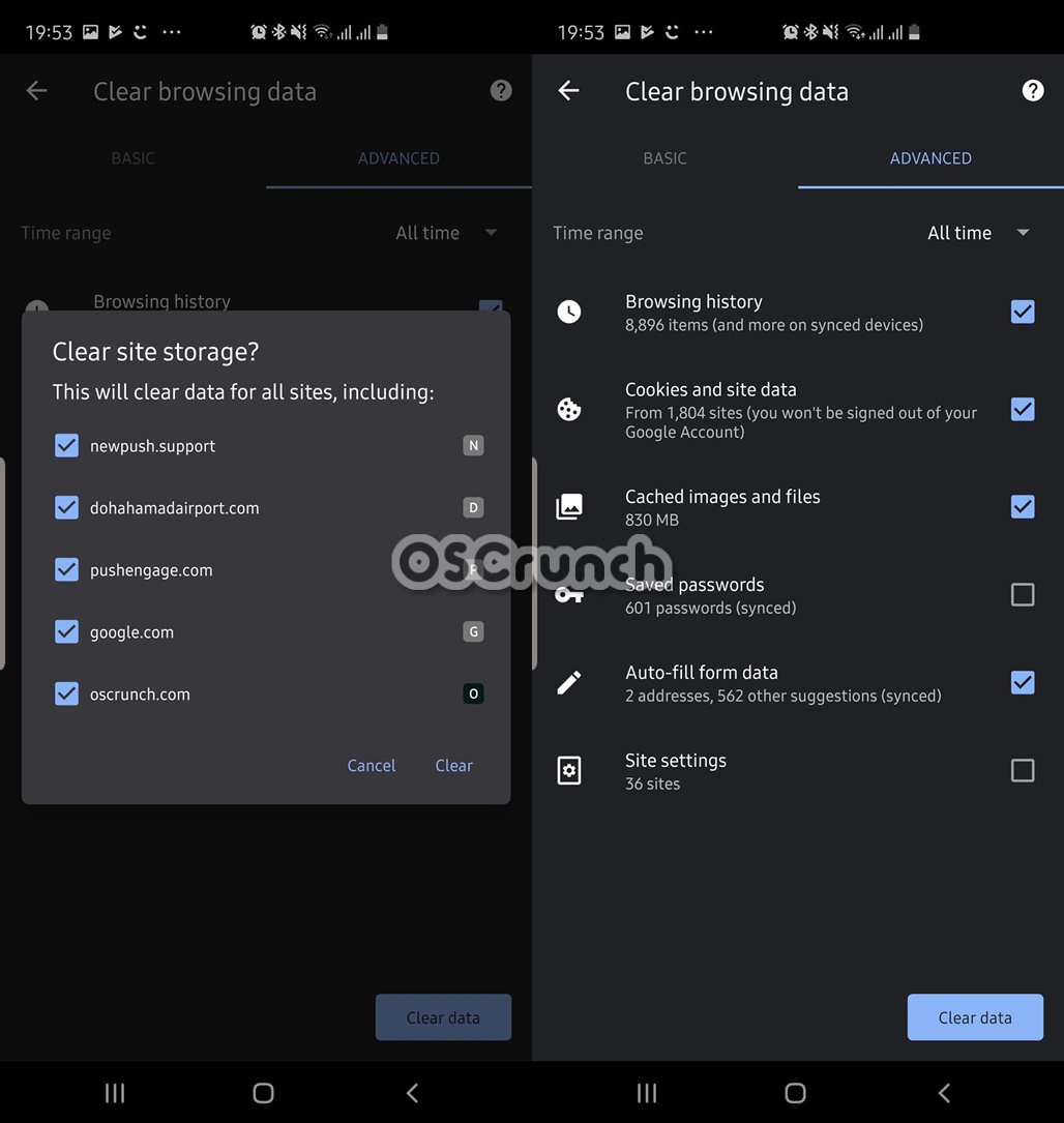 delete galaxy note 10 browser cache